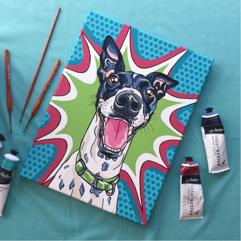 Budd the Whippet's Pet Portrait | Pop Art Puppy Dogs