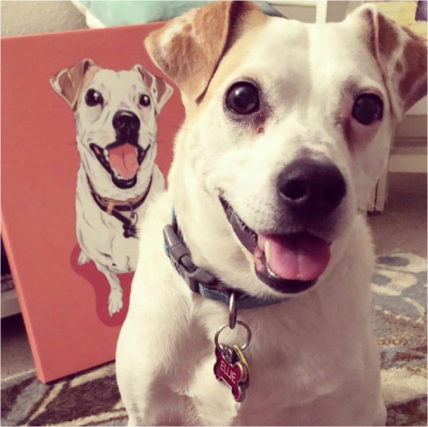 Ellie the Mixed Breed Canvas Print Pet Portrait | Pop Art Puppy Dogs