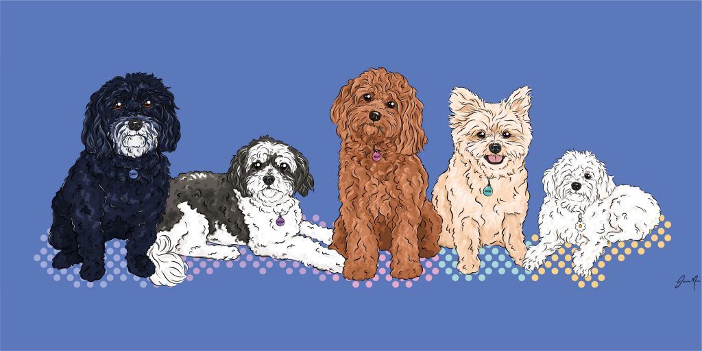 Crazy Puppies Digital Illustration Pet Portrait | Pop Art Puppy Dogs