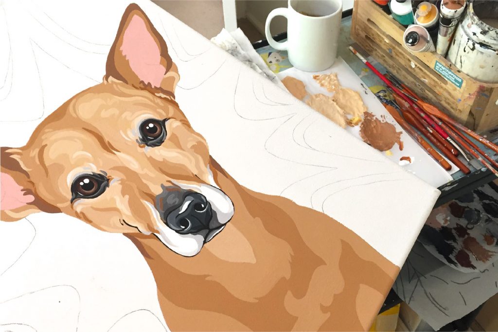 Winnie's Pet Portrait in Progress | Pop Art Puppy Dogs