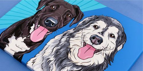 Oscar & Raven Hand Painted Pet Portrait | Pop Art Puppy Dogs
