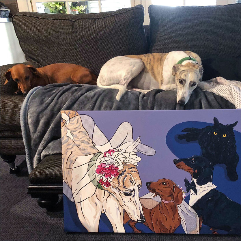 Ralph, Ruby, Ollie and Biggie Canvas Print Pet Portrait | Pop Art Puppy Dogs