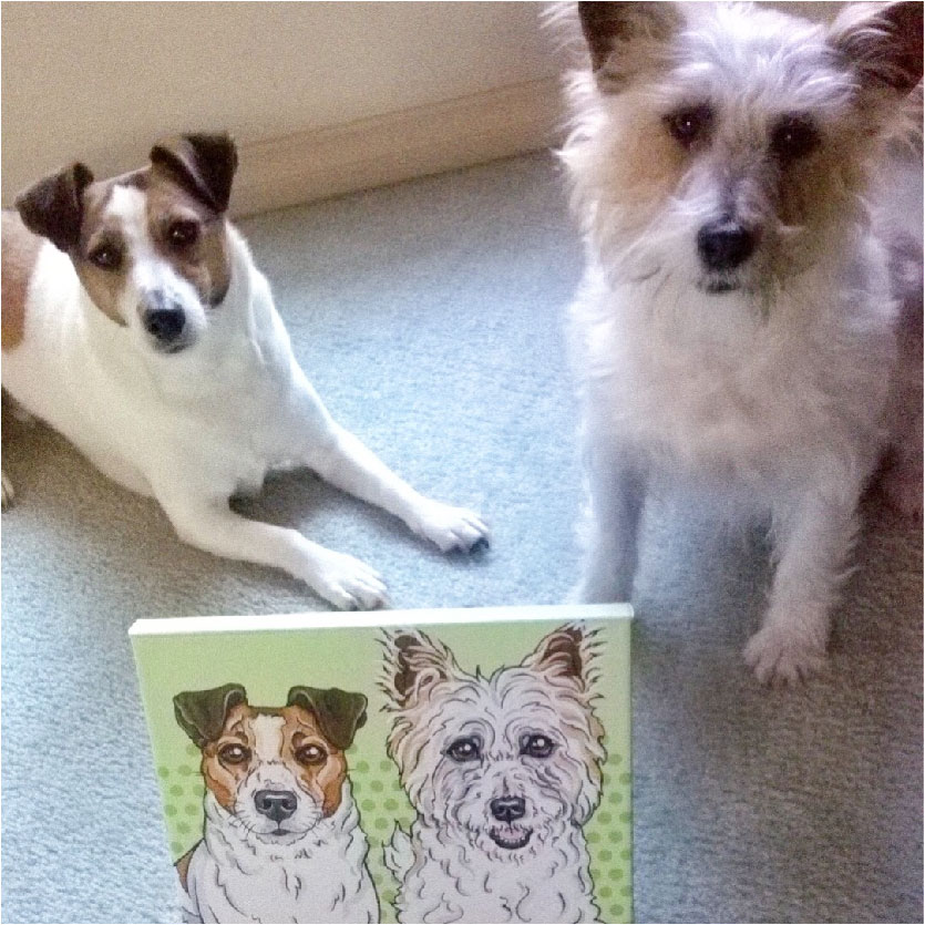 Finn & Frankie Hand Painted Pet Portrait | Pop Art Puppy Dogs