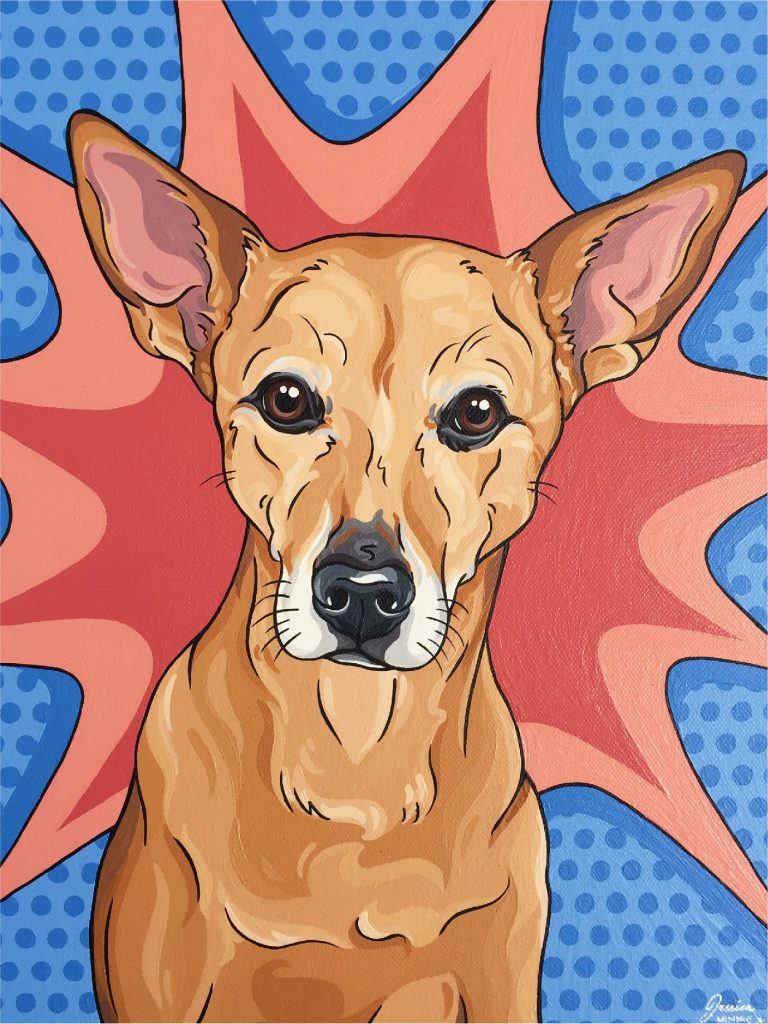 Winnie the Mixed Breed Hand Painted Pet Portrait | Pop Art Puppy Dogs