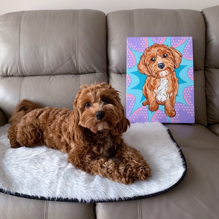 Isla the Cavoodle and her pop art portrait | Pop Art Puppy Dogs