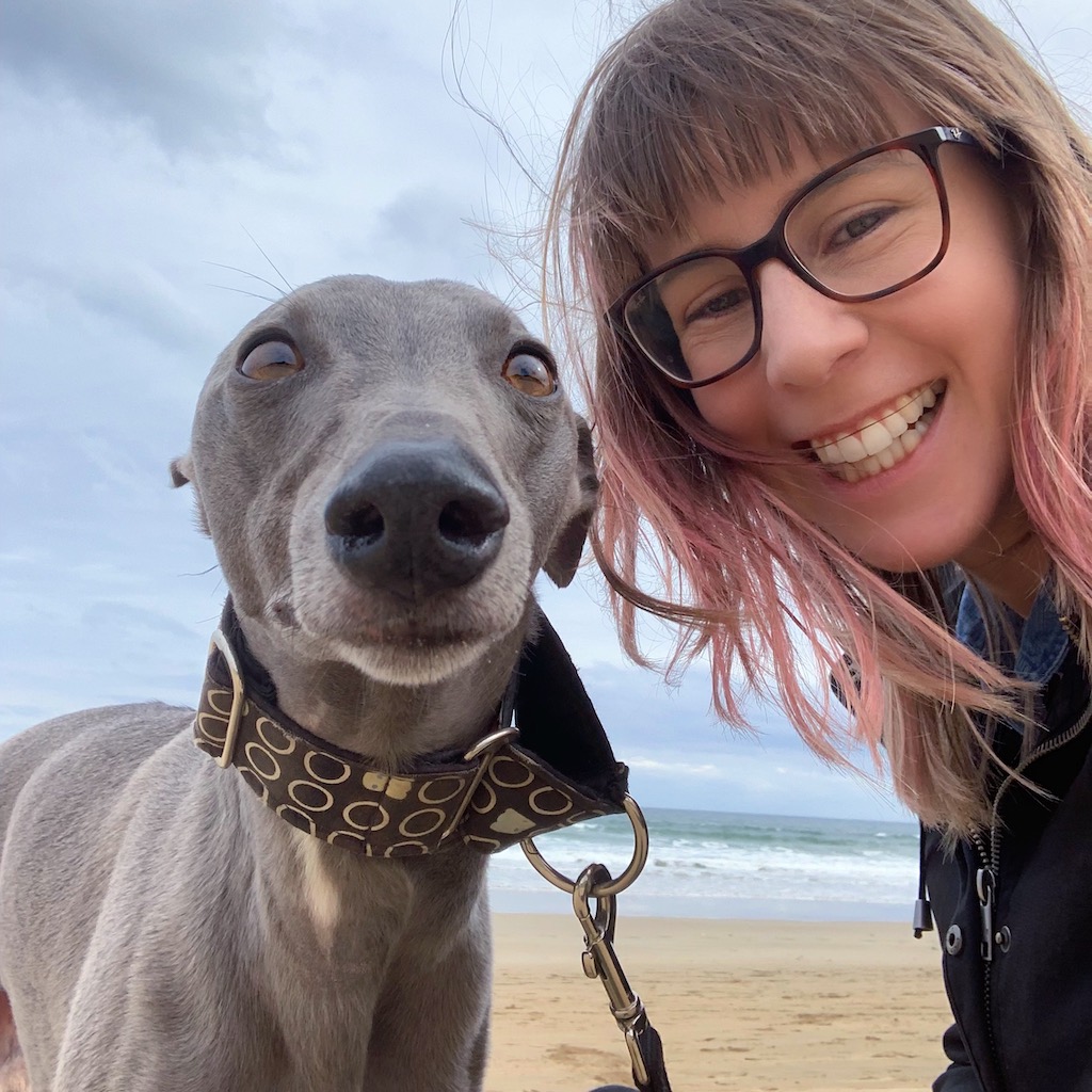 Finn the Whippet and Jess at the Beach | Pop Art Puppy Dogs