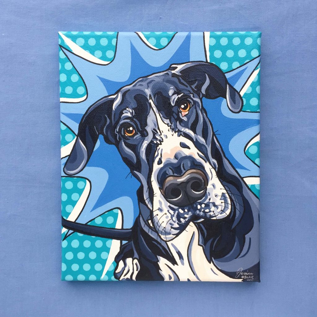 Oscar the Great Dane — Hand Painted Dog Painting | Pop Art Puppy Dogs