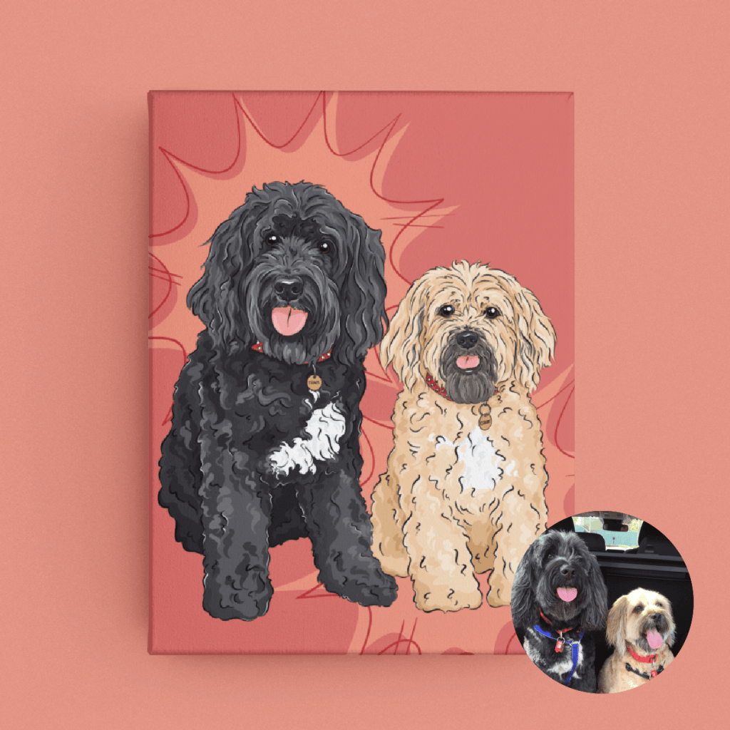 Colbie and Travis Dog Illustration — Custom Pet Portrait | Pop Art Puppy Dogs