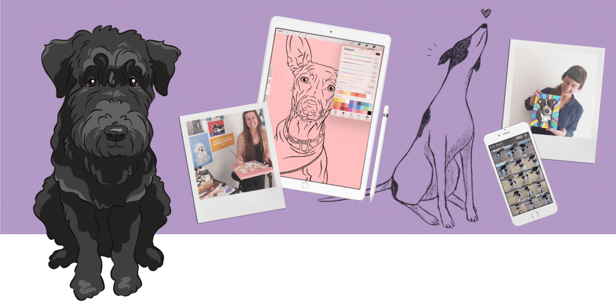 Pet Portrait Commissions Process — Dog Painting, Dog Illustration, Pop Comic Pups How It Works | Pop Art Puppy Dogs
