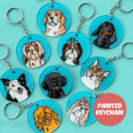 Custom Pet Portrait Keychain | Pop Art Puppy Dogs